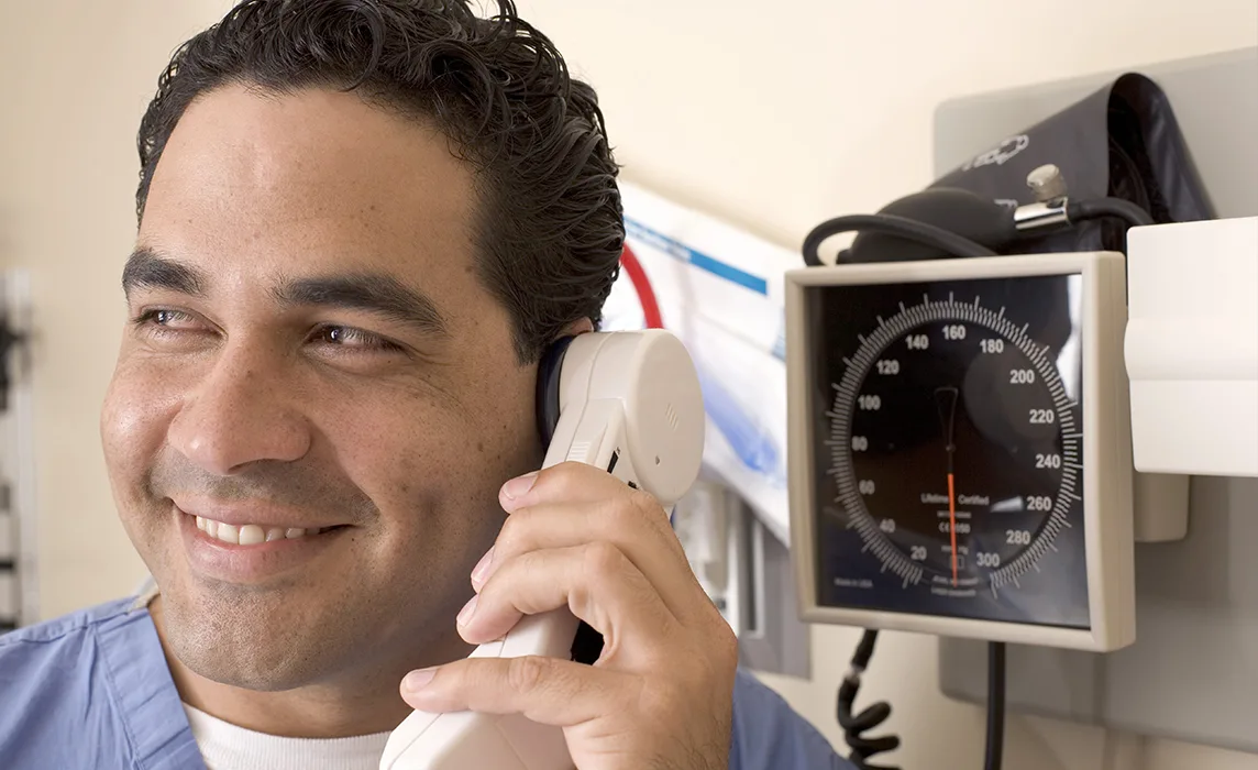 Doctor speaking on the phone